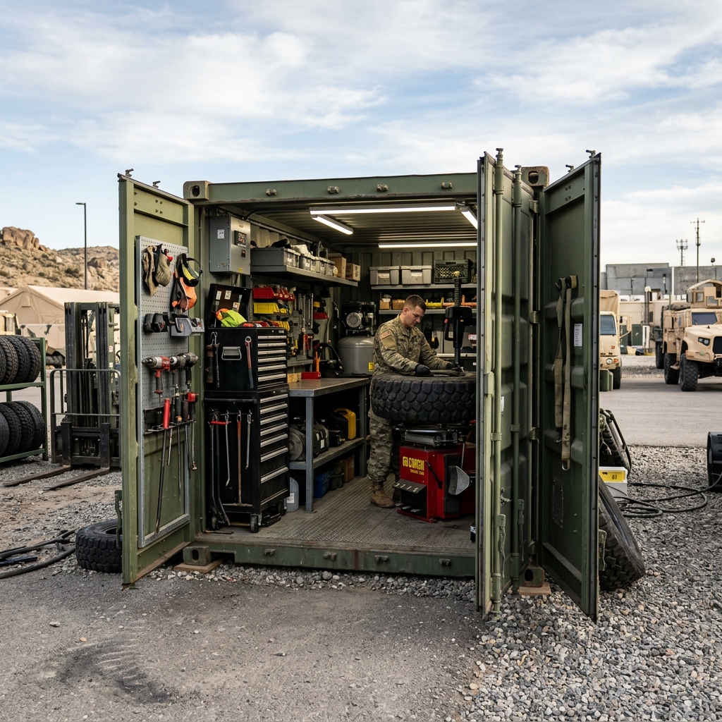 GMH-098 container run-flat tire changer system