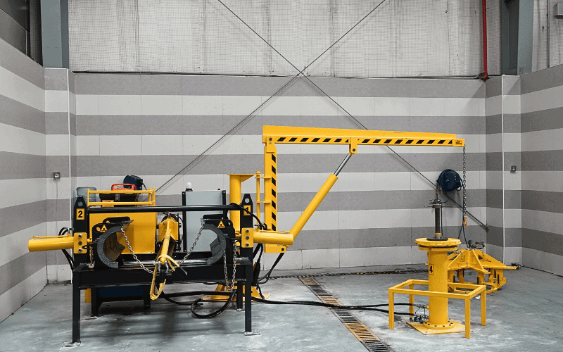 Workshop run-flat tire changer in a fixed maintenance environment